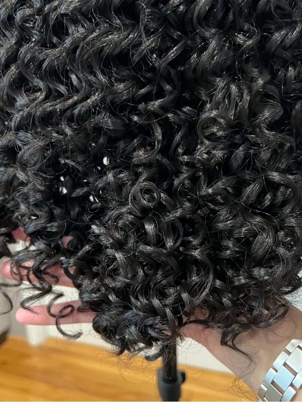 Synthetic 16” Natural Black Curly Lace Front Wig with Cornrowed Parts It#UC9